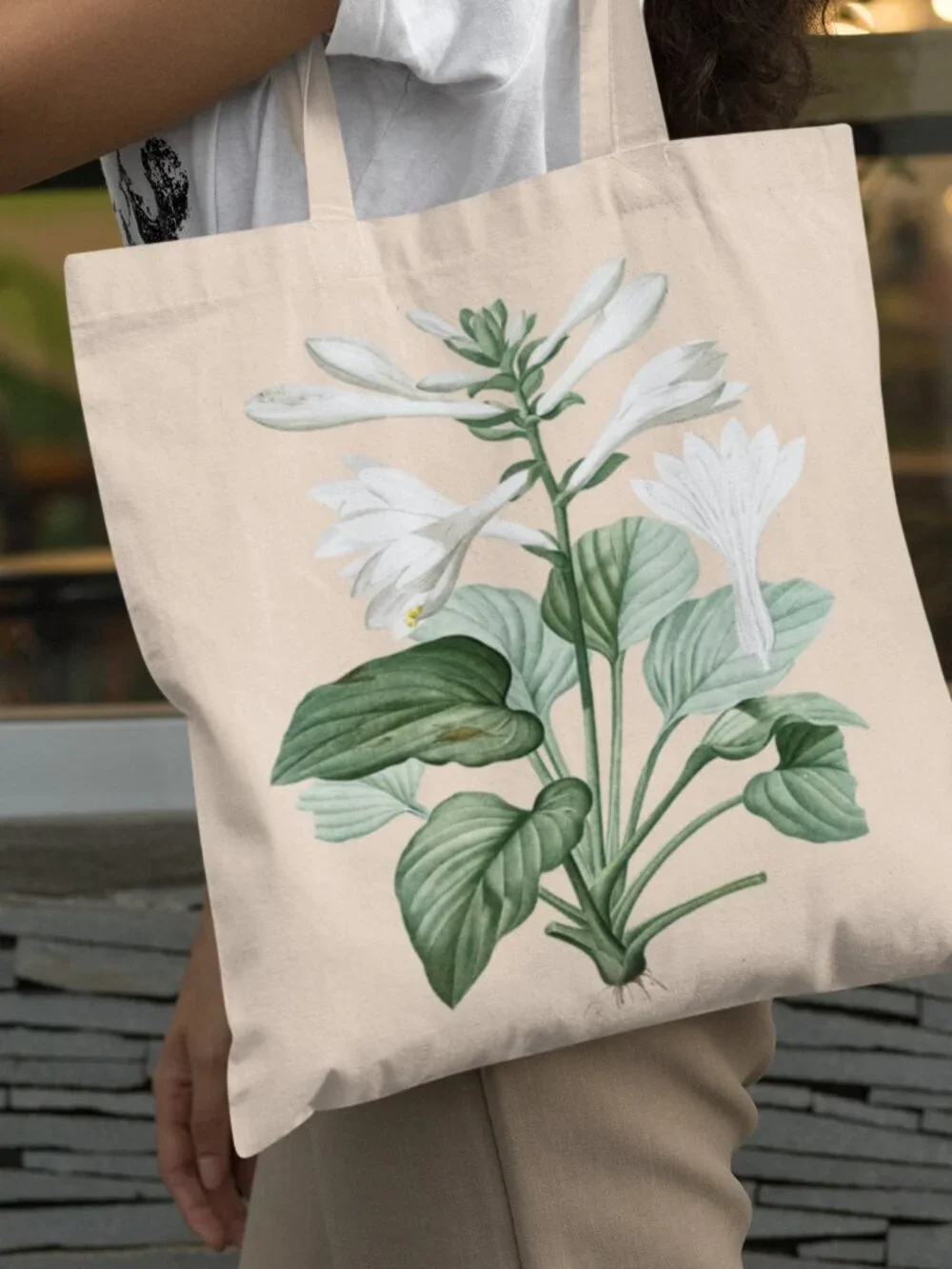 Daylily Vintage Floral Print Graphic Canvas Tote Bag